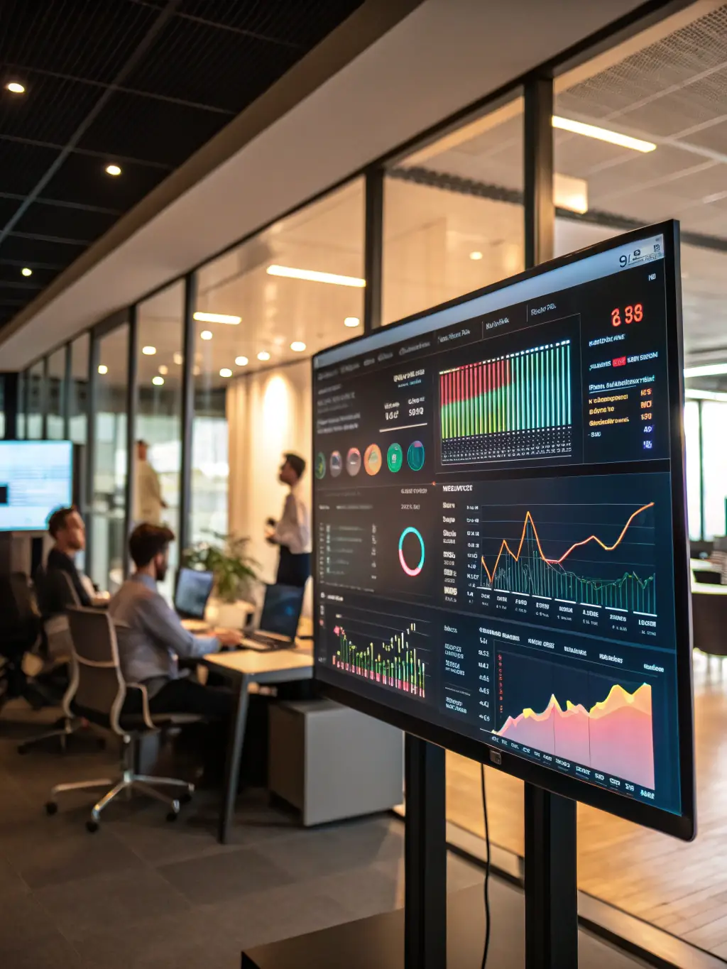 A visually appealing graphic of a digital marketing dashboard displaying positive analytics for an automotive advertising campaign managed by Knot Service LLC.